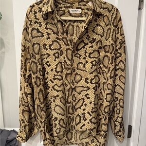 Equipment Silk Snake Print Button Down